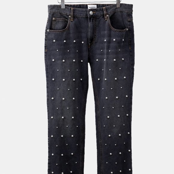 Isabel Marant Etoile Beaded Dulano Denim Trousers - Picture 2 of 12